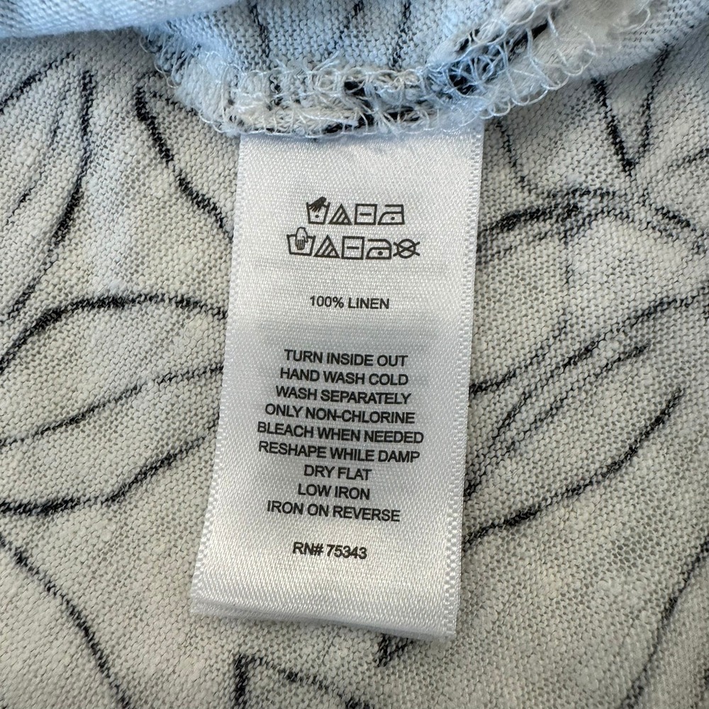 Cynthia Rowley Womens White Black Botanical Leaf 100% Linen Boxy Top Size M - Picture 6 of 7
